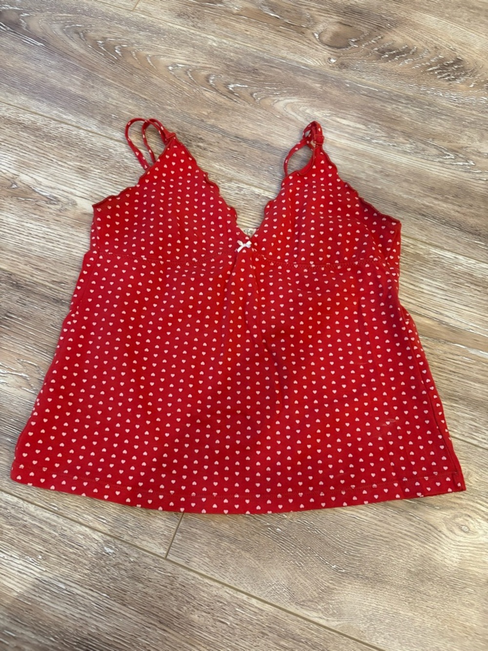 Brandy Melville Red Heart-Print Spaghetti Strap Tank